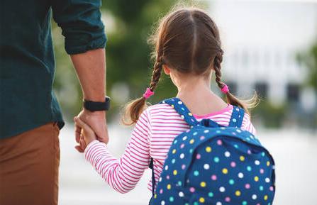 Girl going to school with a backpack